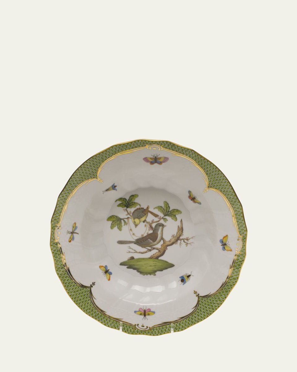 Rothschild Bird Green Motif 01 Rim Soup Bowl
